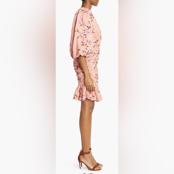 TiMo Ruched Floral Embroidered Jacquard Dress - Picture 3 of 12